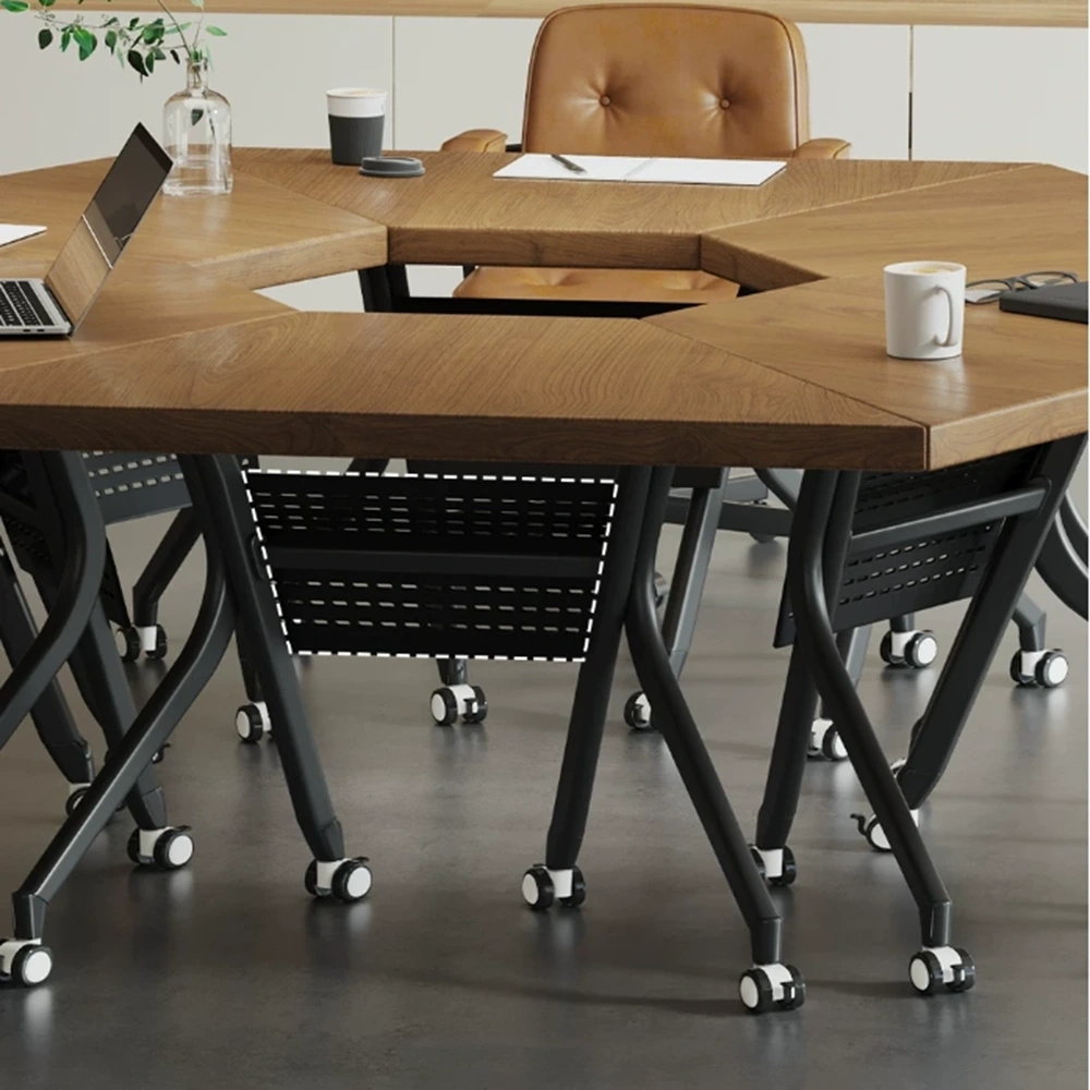 Spliceable Modular Folding Conference Table – Modern Solid Wood Business Meeting Desk for Office - image 6