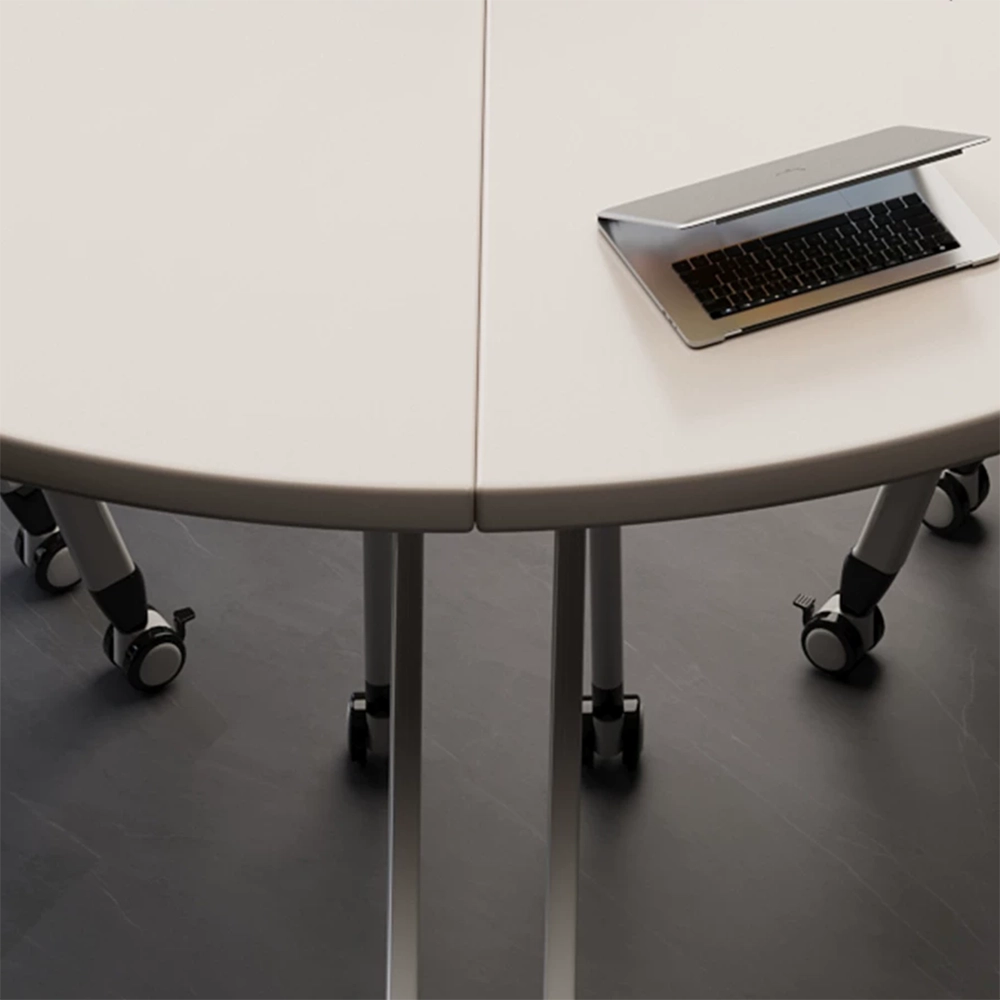 White Wooden Folding Conference Table – Mobile Modular Design - image 6