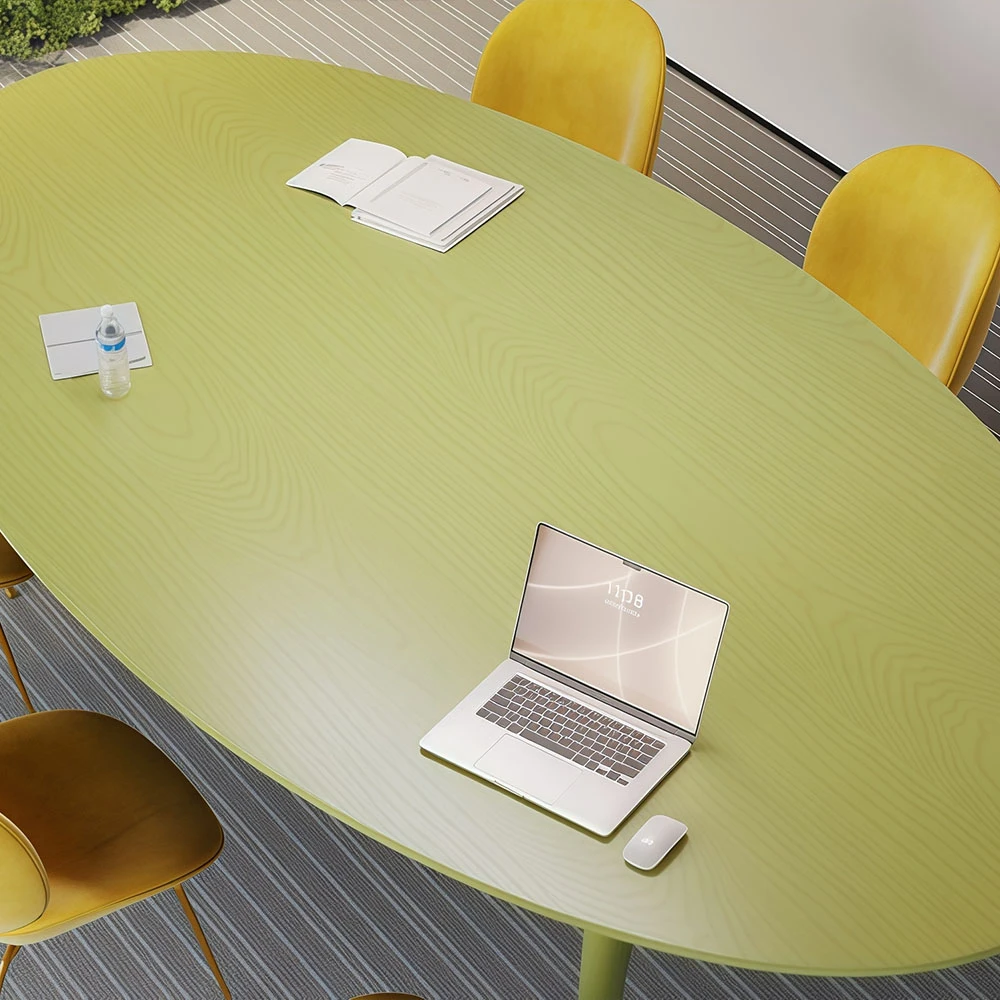 Ellipse Solid Wood Green Conference Table - image 6