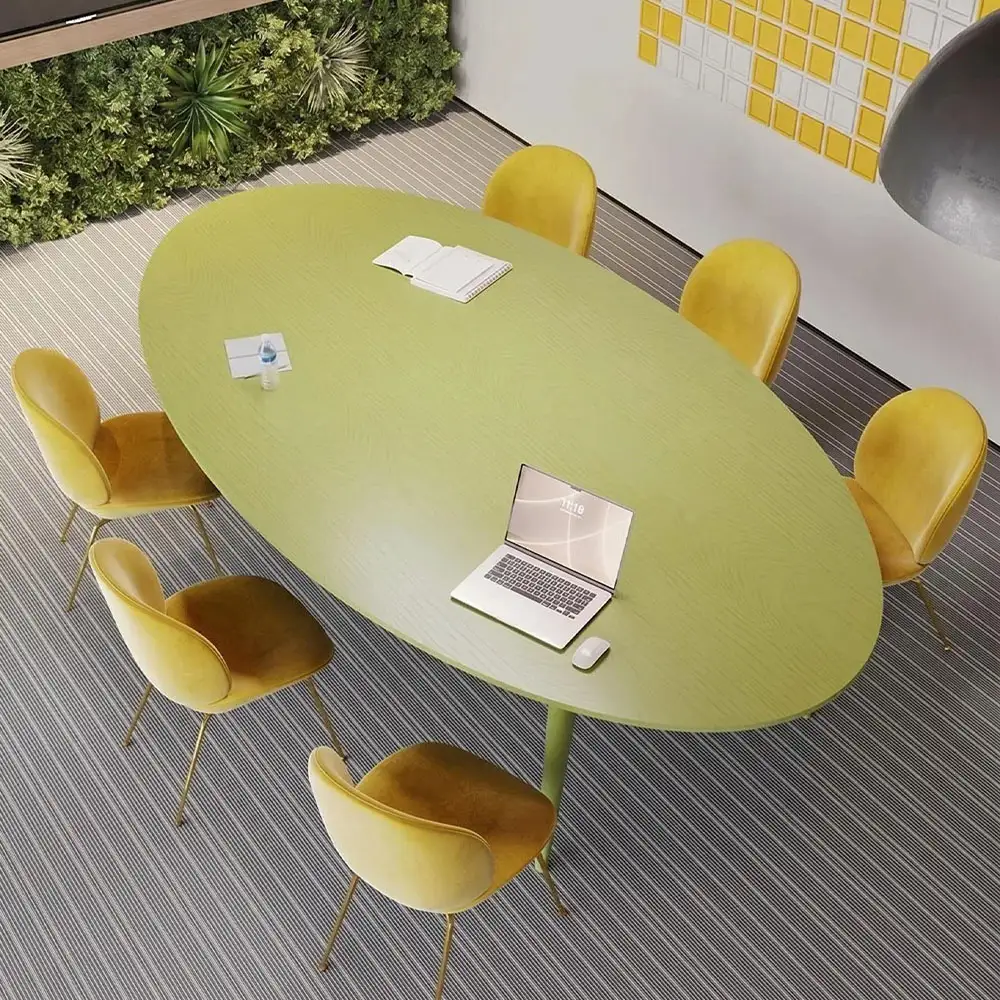 Ellipse Solid Wood Green Conference Table - image 2