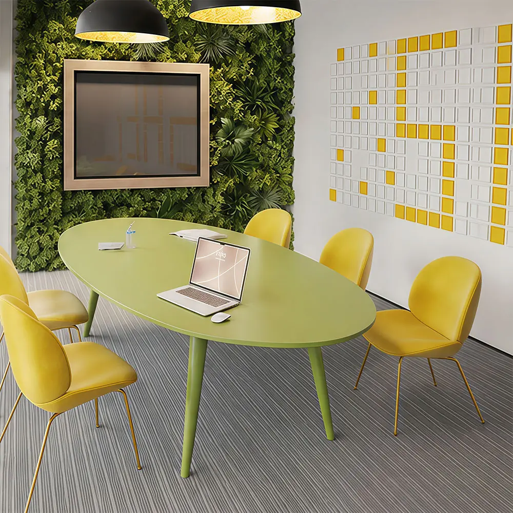 Ellipse Solid Wood Green Conference Table - image 3
