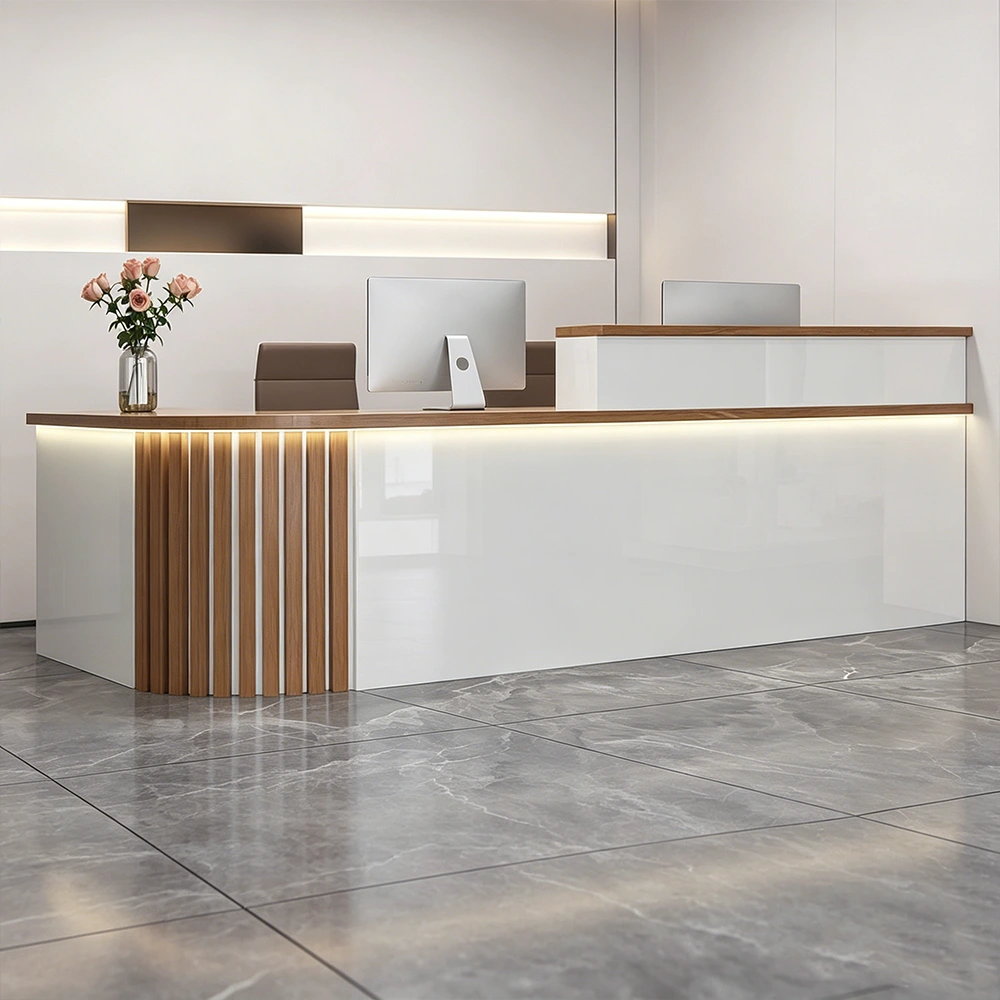 Front Desk Reception Counter with Corner Bar - image 3