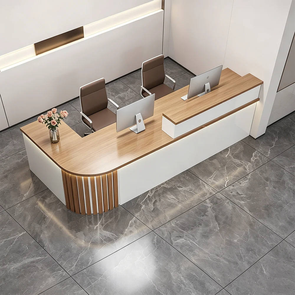 Front Desk Reception Counter with Corner Bar - image 2