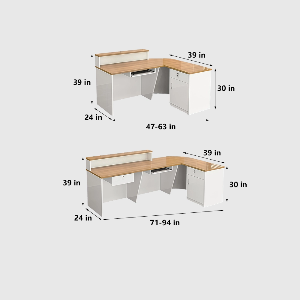 Front Desk Reception Counter with Corner Bar - image 7