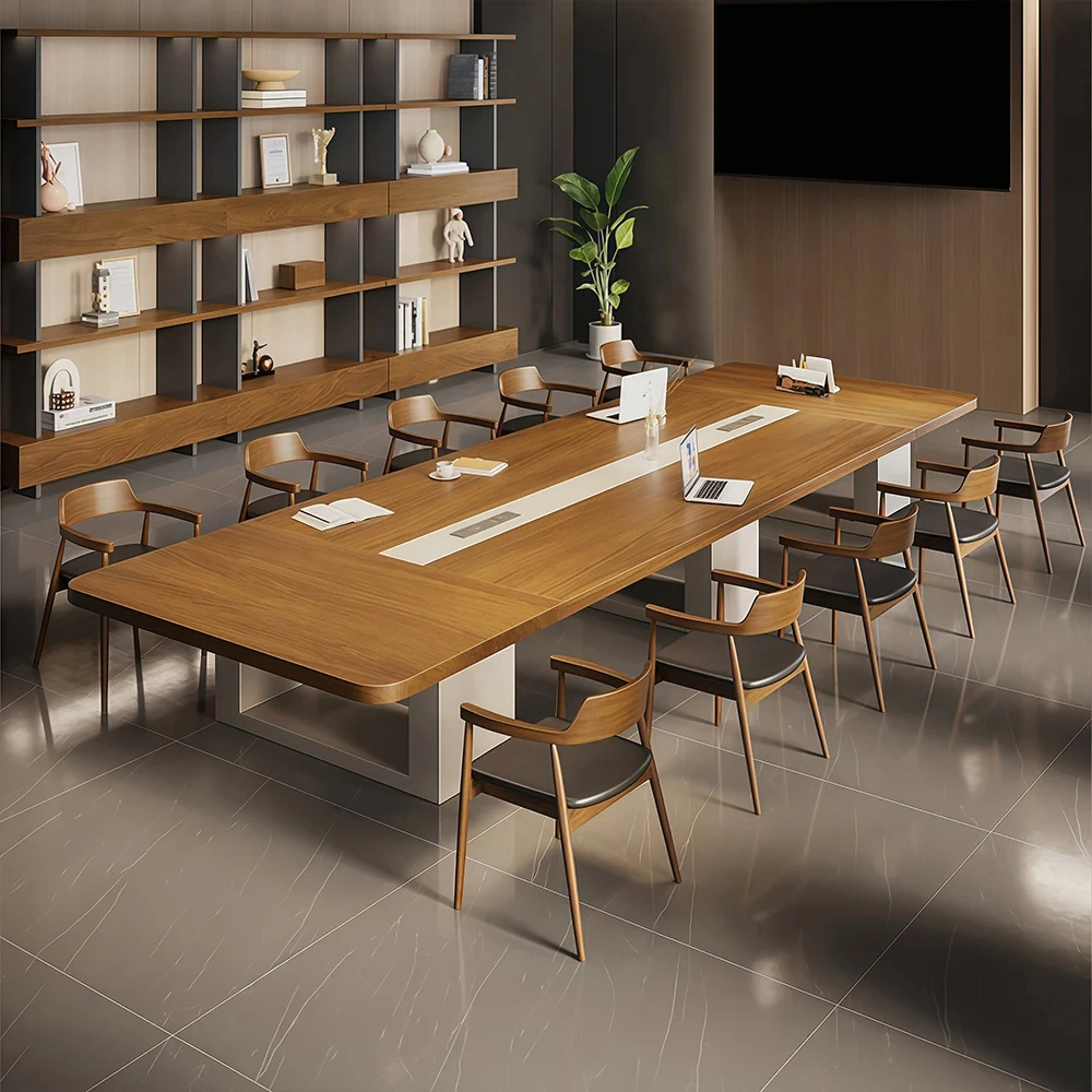 Large Solid Wood Conference Table Modern Minimalist Design - image 8