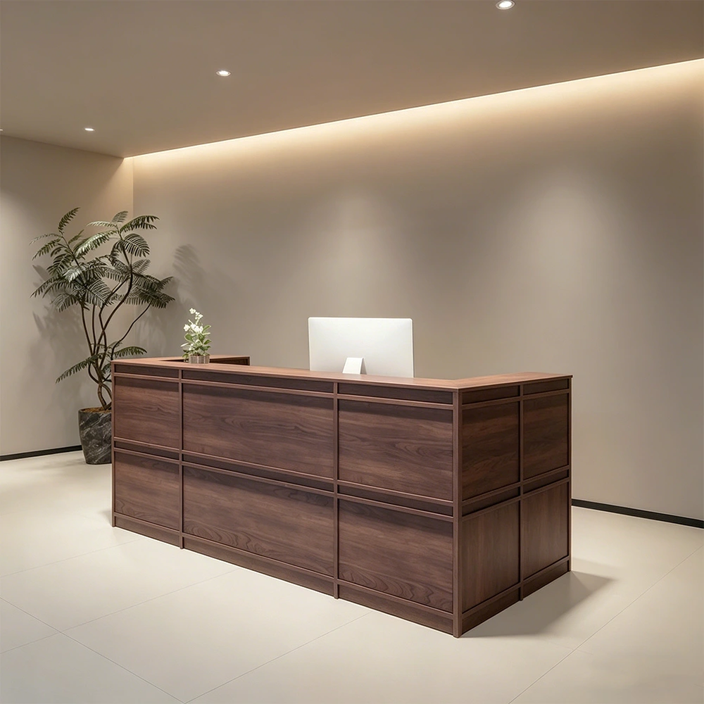 Mid-Century Modern Wood Reception Desk - image 2