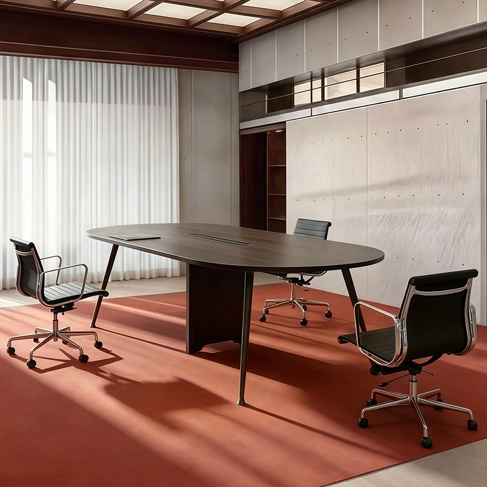 Minimalist Oval Large Conference Negotiation Table - image 2