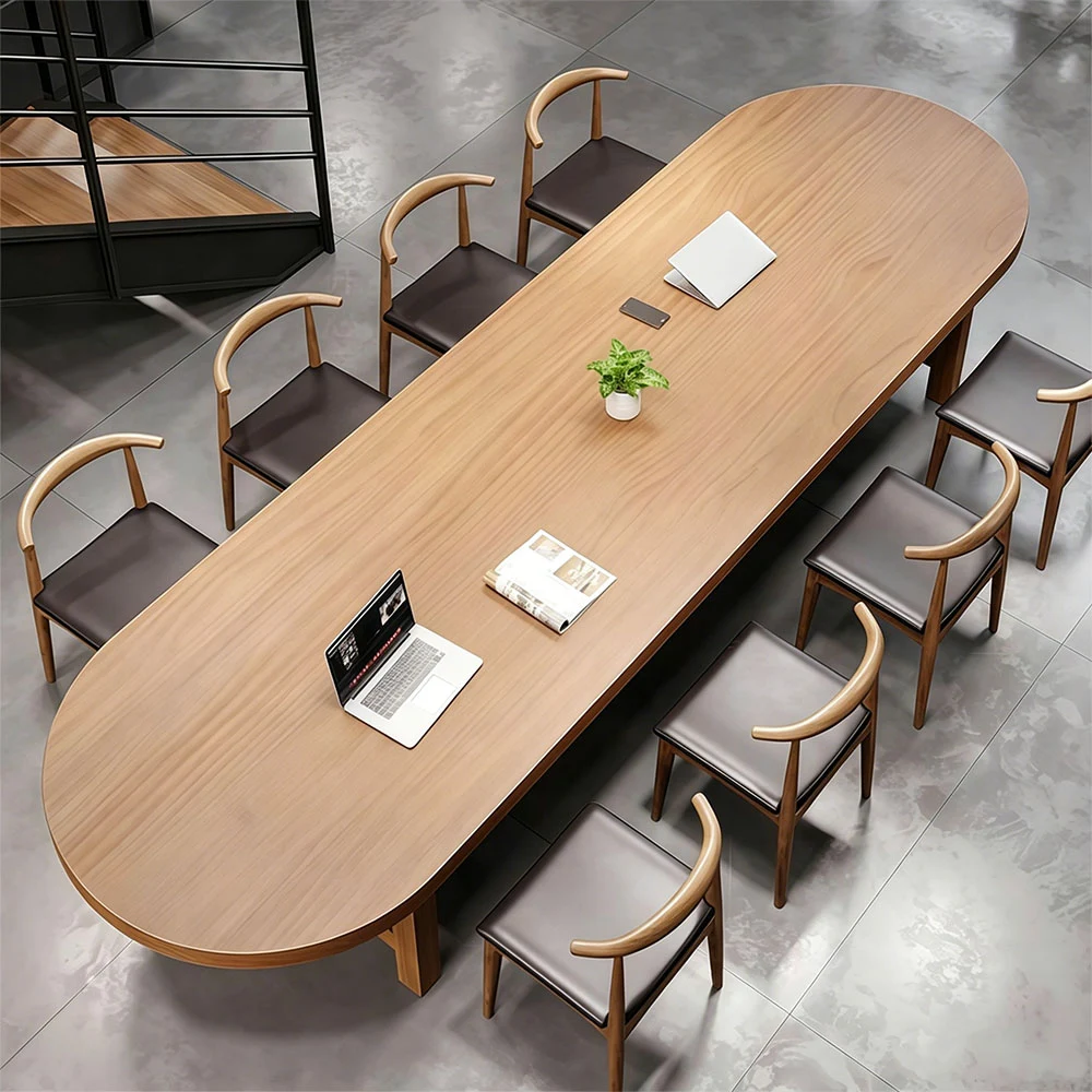 Minimalist Oval Long Conference Table Office Desk - image 2
