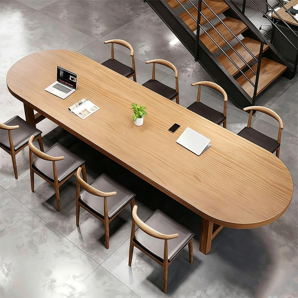 Minimalist Oval Long Conference Table Office Desk - image 3