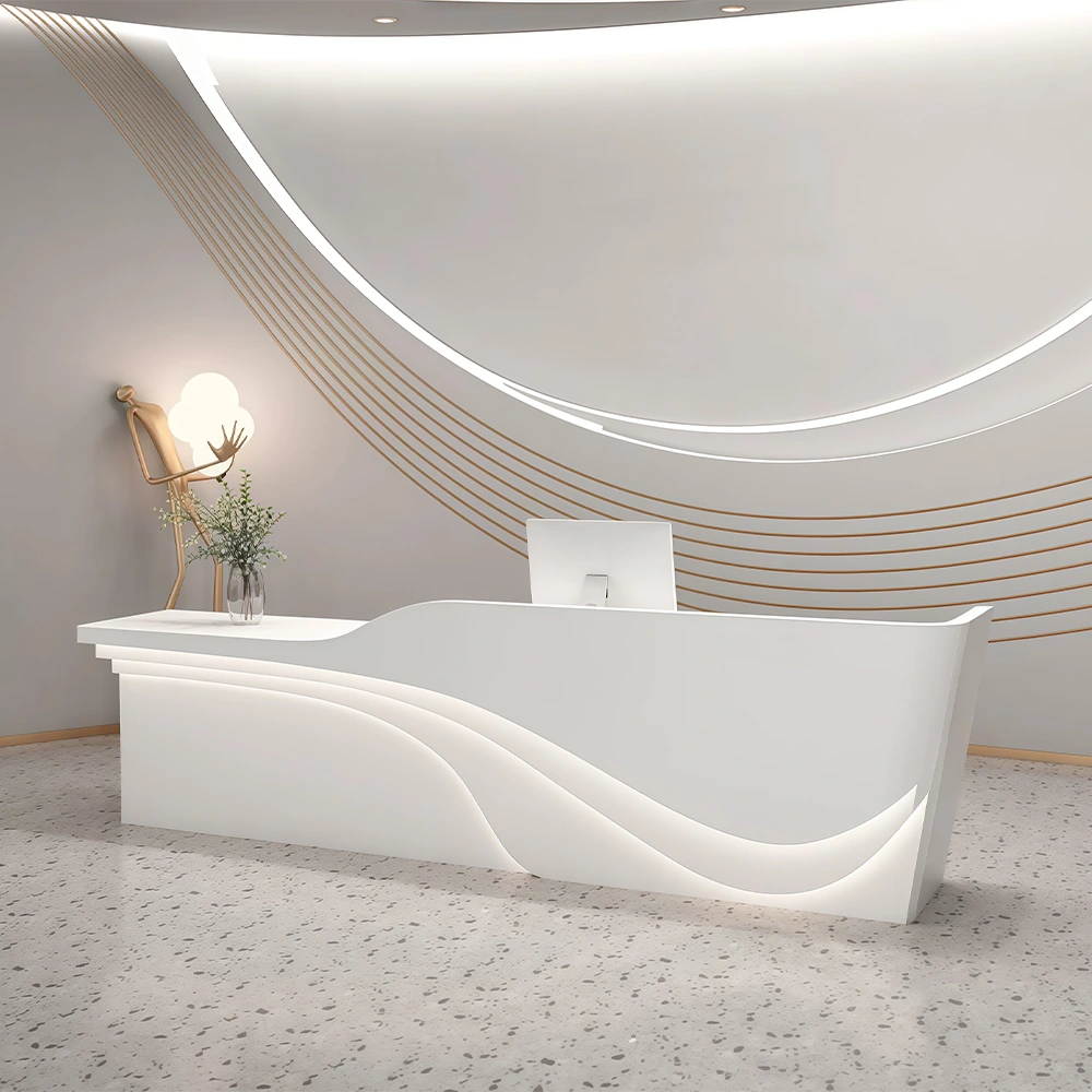 Modern Wave-Shaped Reception Desk - image 3