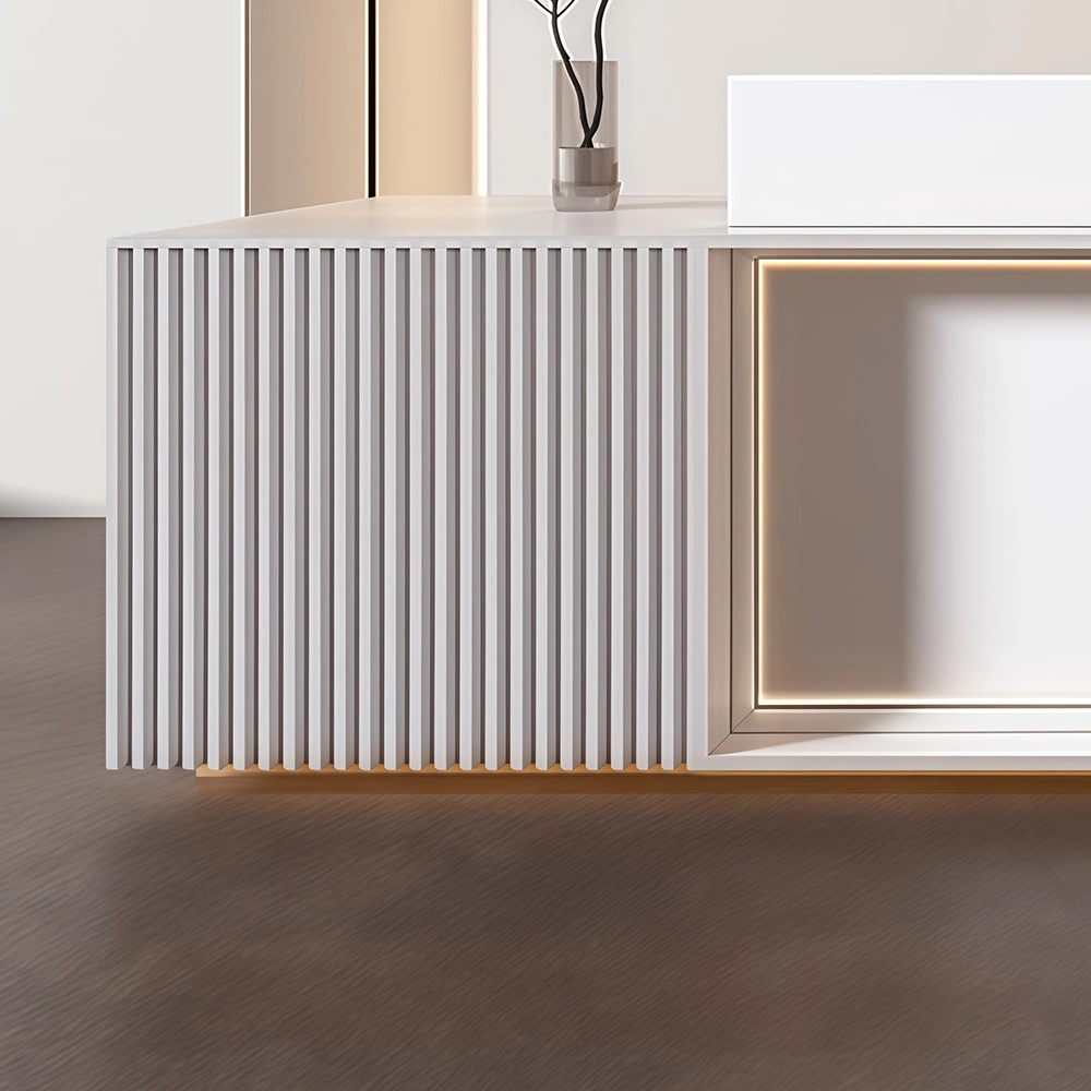 Modern White Front Desk with LED Lighting - image 4