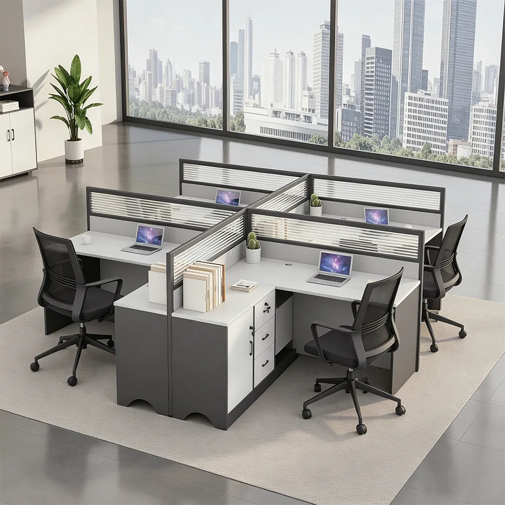 Modular Office Desks with Partition Screens - image 2