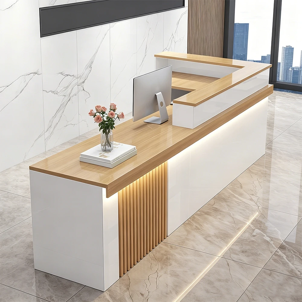 Multi-Layer Solid Wood Reception Desk - image 2
