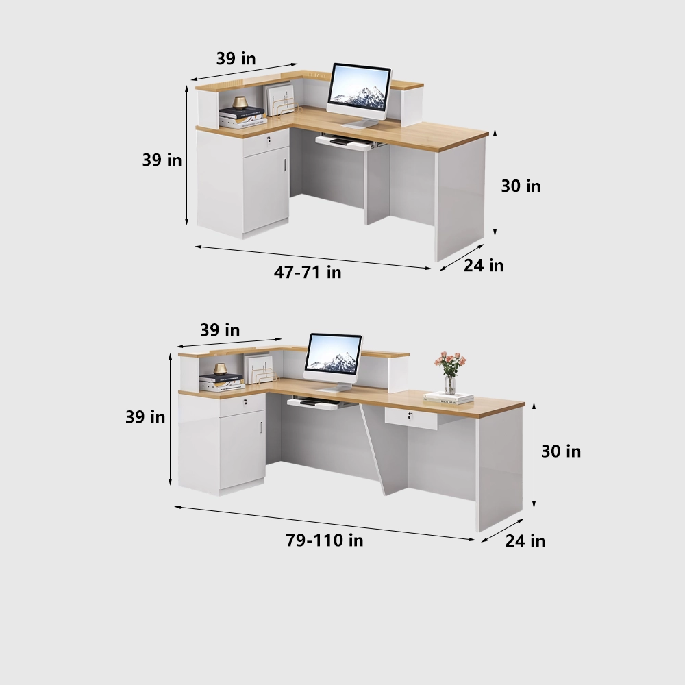 Multi-Layer Solid Wood Reception Desk - image 6