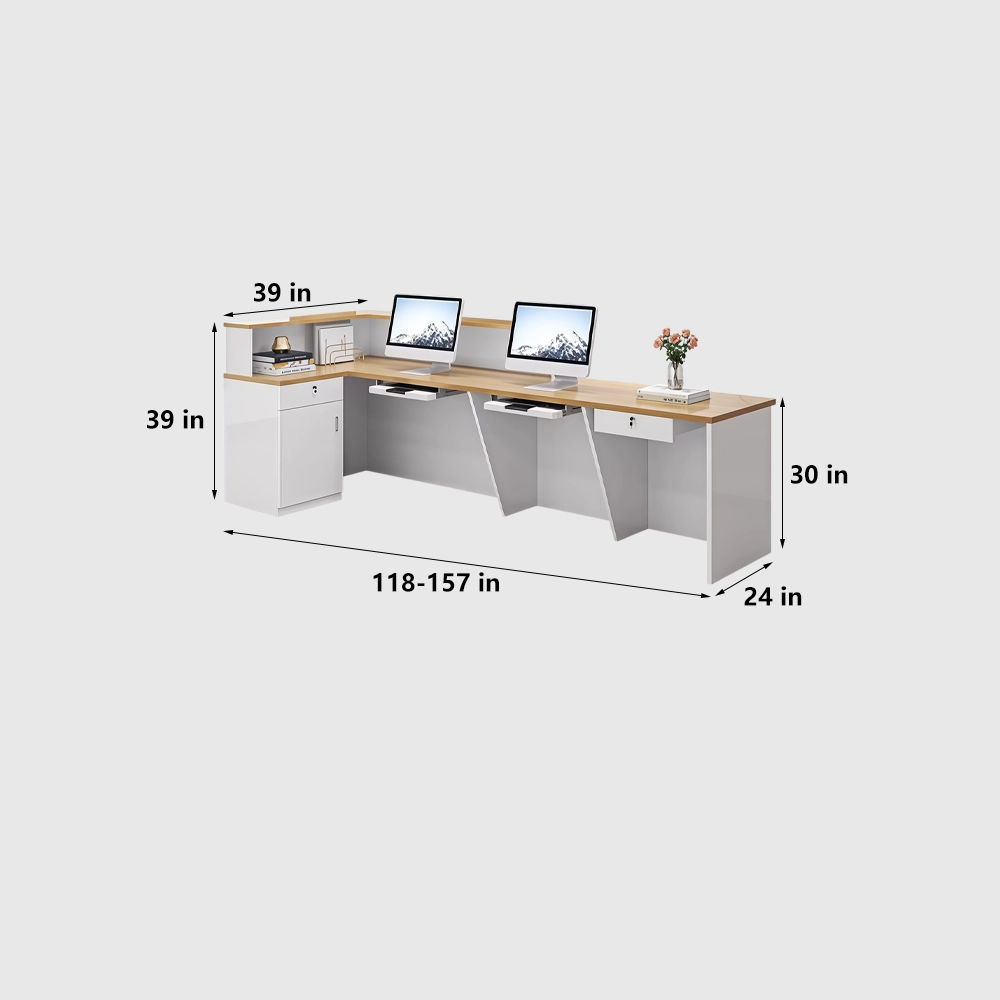 Multi-Layer Solid Wood Reception Desk - image 7