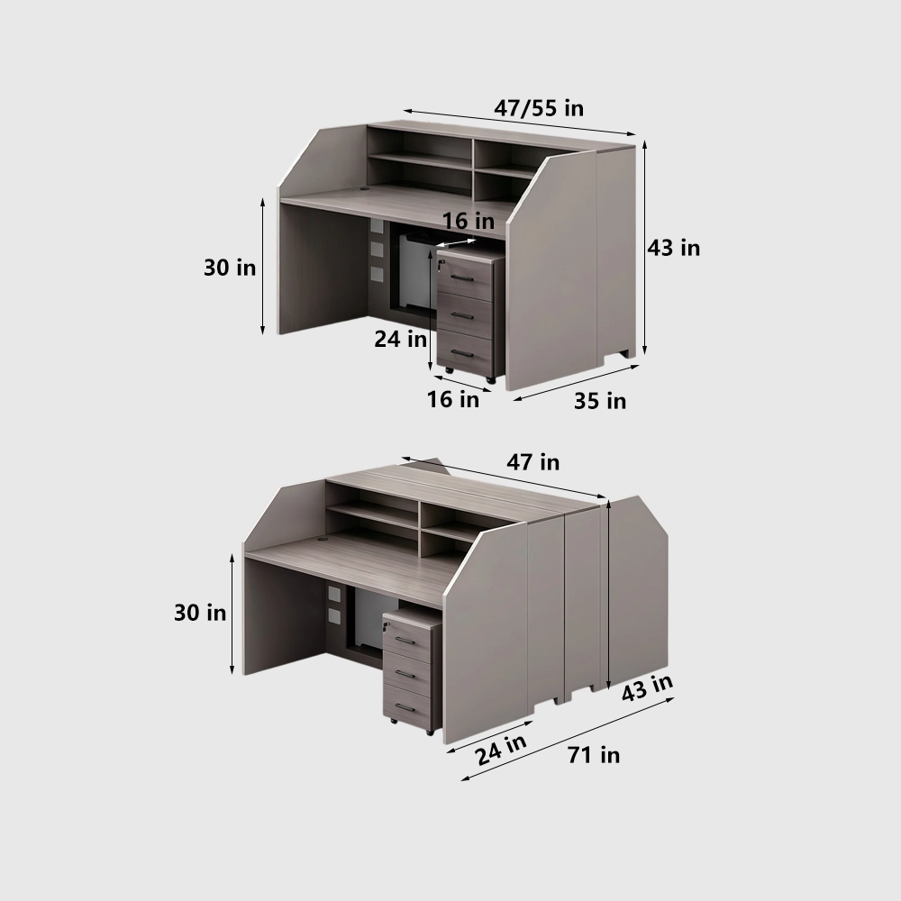 Office Desk with Storage Cabinet for Staff Workstation - image 7