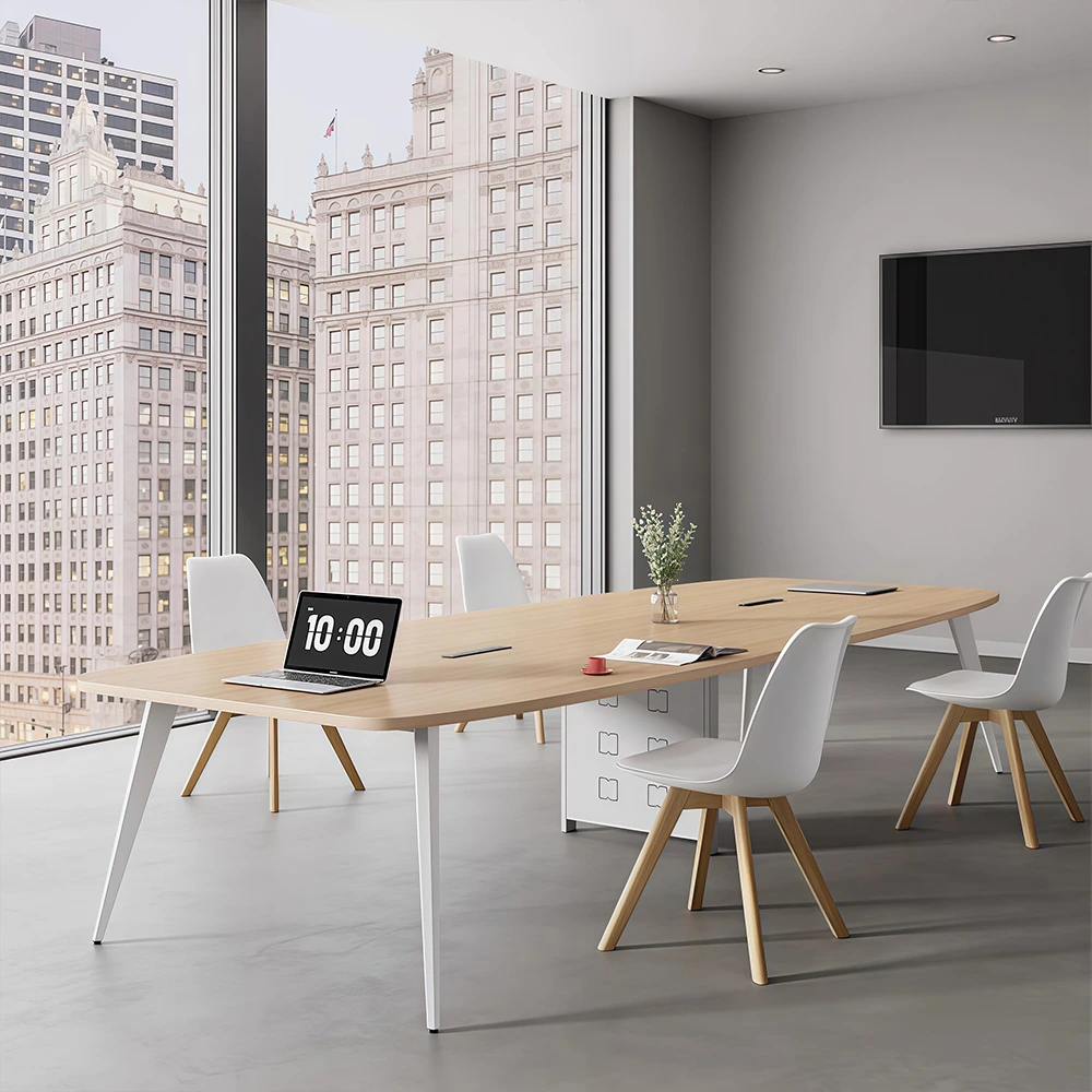 Modern Simple Oval Conference Table – Long Office Desk for Meetings - image 2