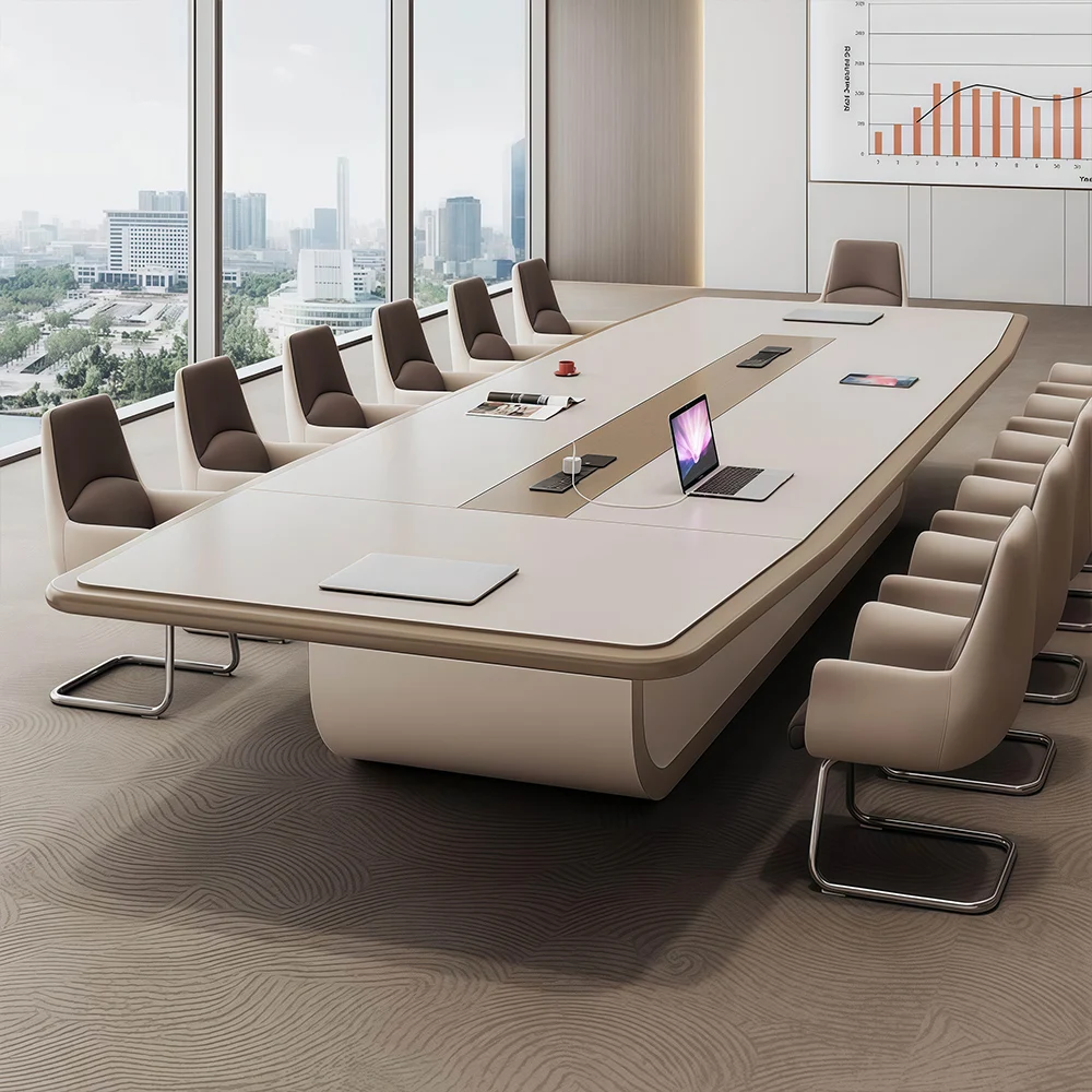 Creative Painted Meeting Table – Minimalist Long Rectangle Desk - image 9
