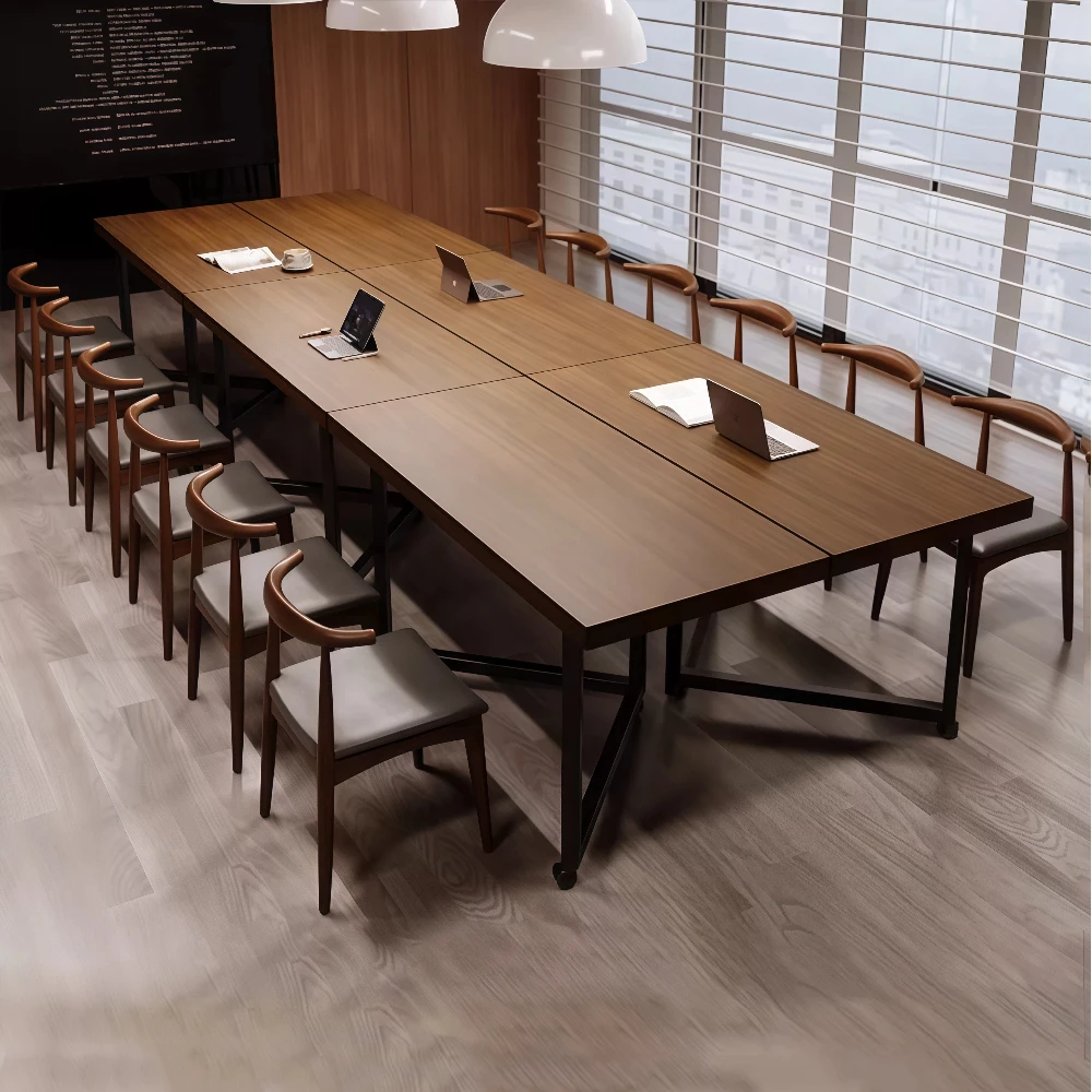 Solid Wood Movable Conference Table  Modular Splicing Meeting Desk - image 8