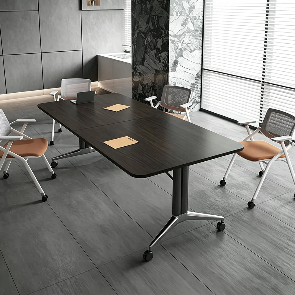 Foldable Conference Table Long Rectangular & Movable Modular Design - image 2