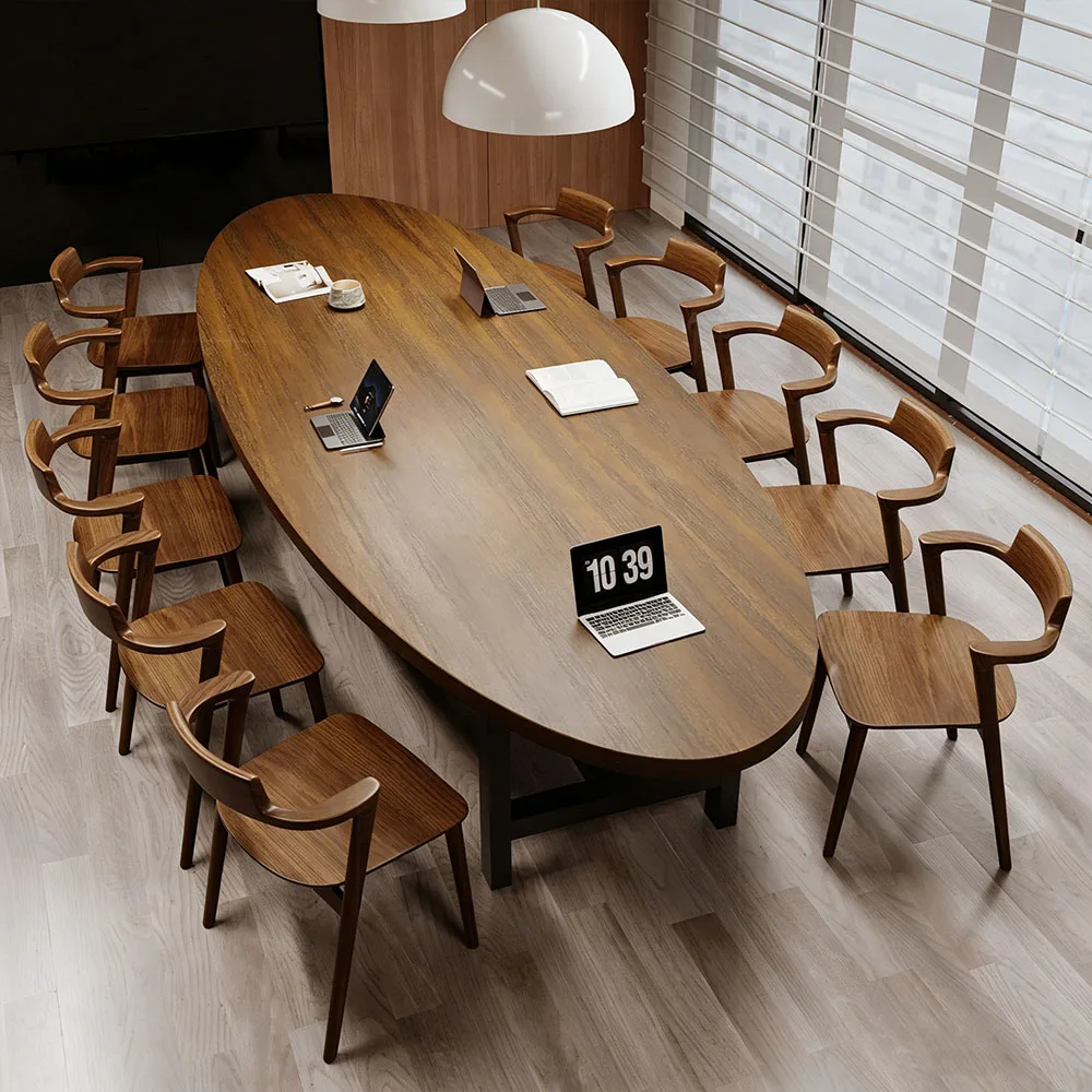 Mid Century Modern Conference Table – Premium Wood Meeting Desk for Office - image 2