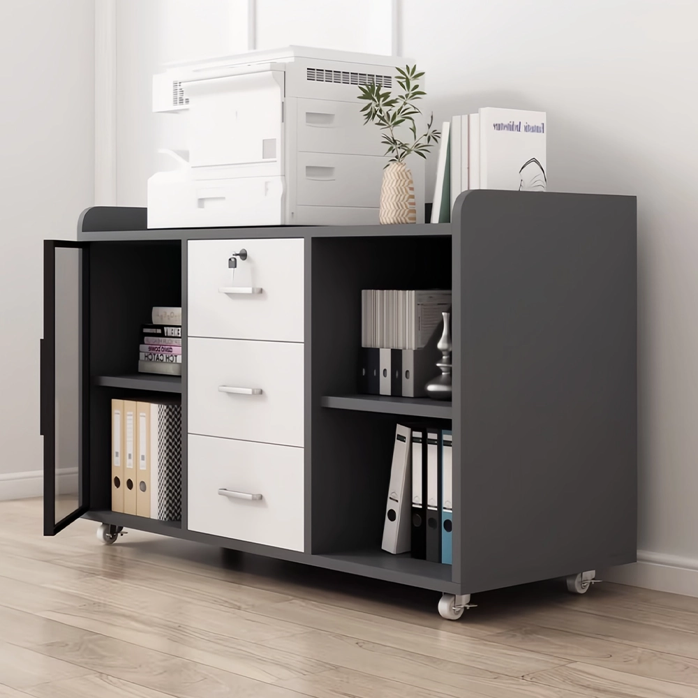 Modern Mobile Office Cabinet with Glass Front - image 2