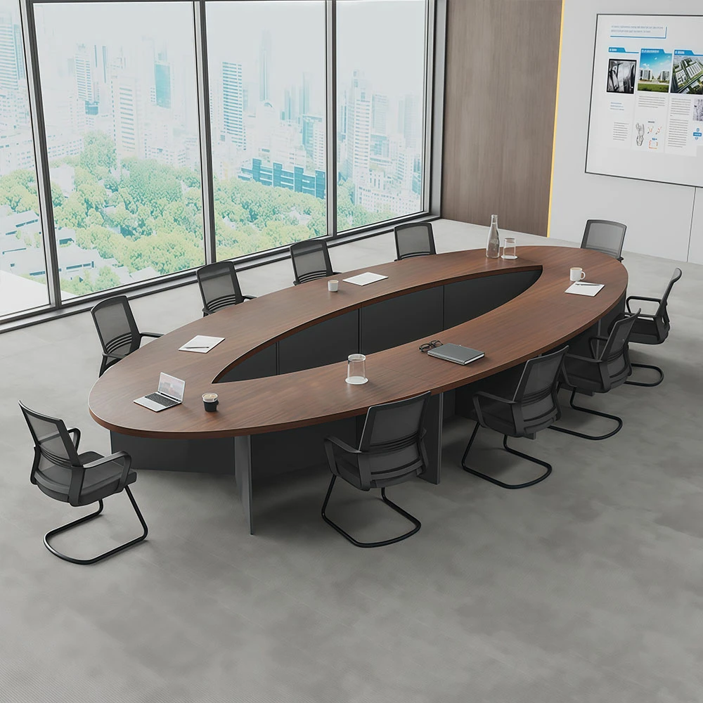 Modular Curved Extra-Thick Conference Table Free-Splice Arc Design - image 2
