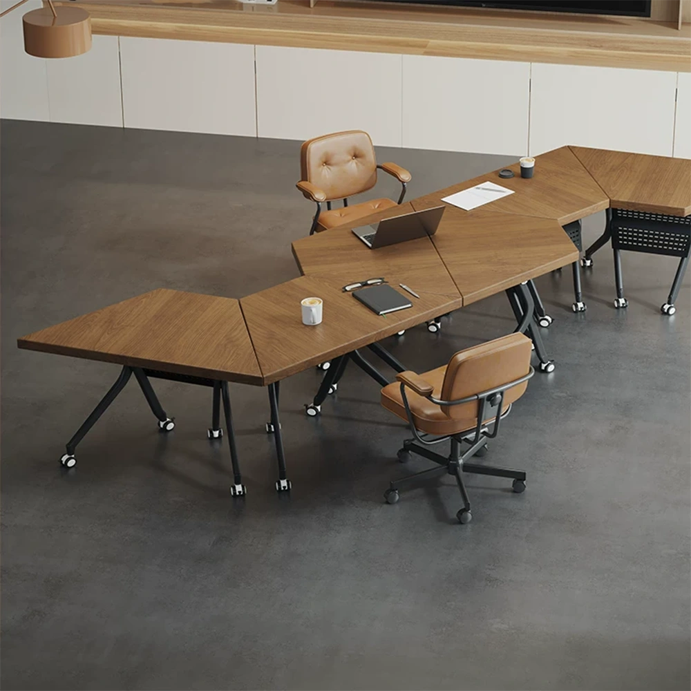 Spliceable Modular Folding Conference Table – Modern Solid Wood Business Meeting Desk for Office - image 2