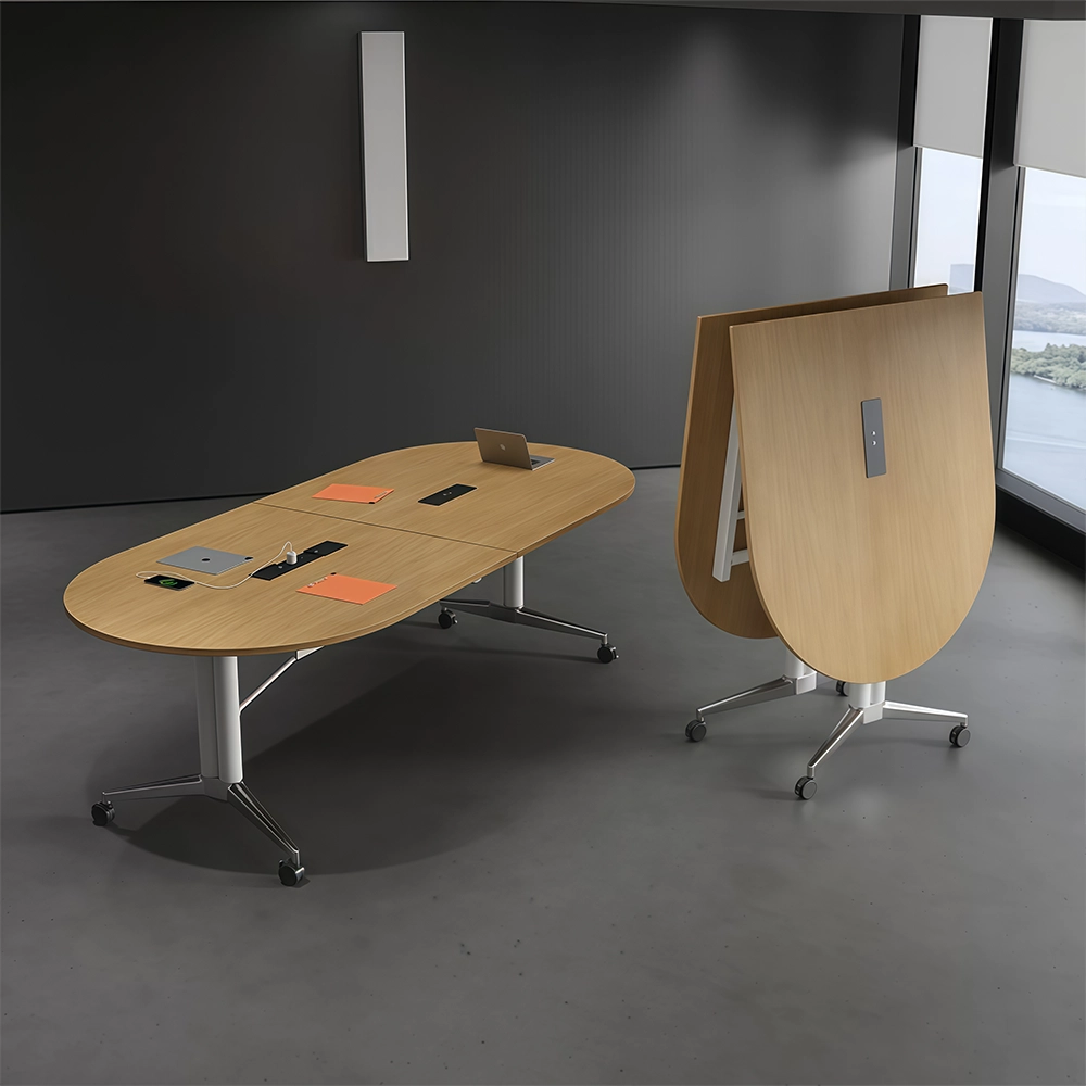 Space-Saving Mobile Folding Table Expandable Meeting Desk with Wheels - image 2