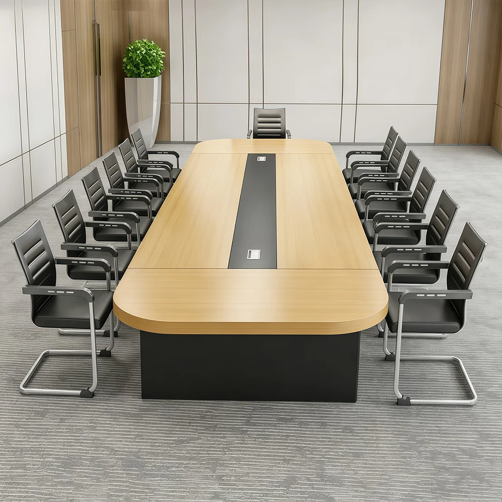 Round Edge Large Conference Table  Modern Long Meeting Table for Offices - image 2