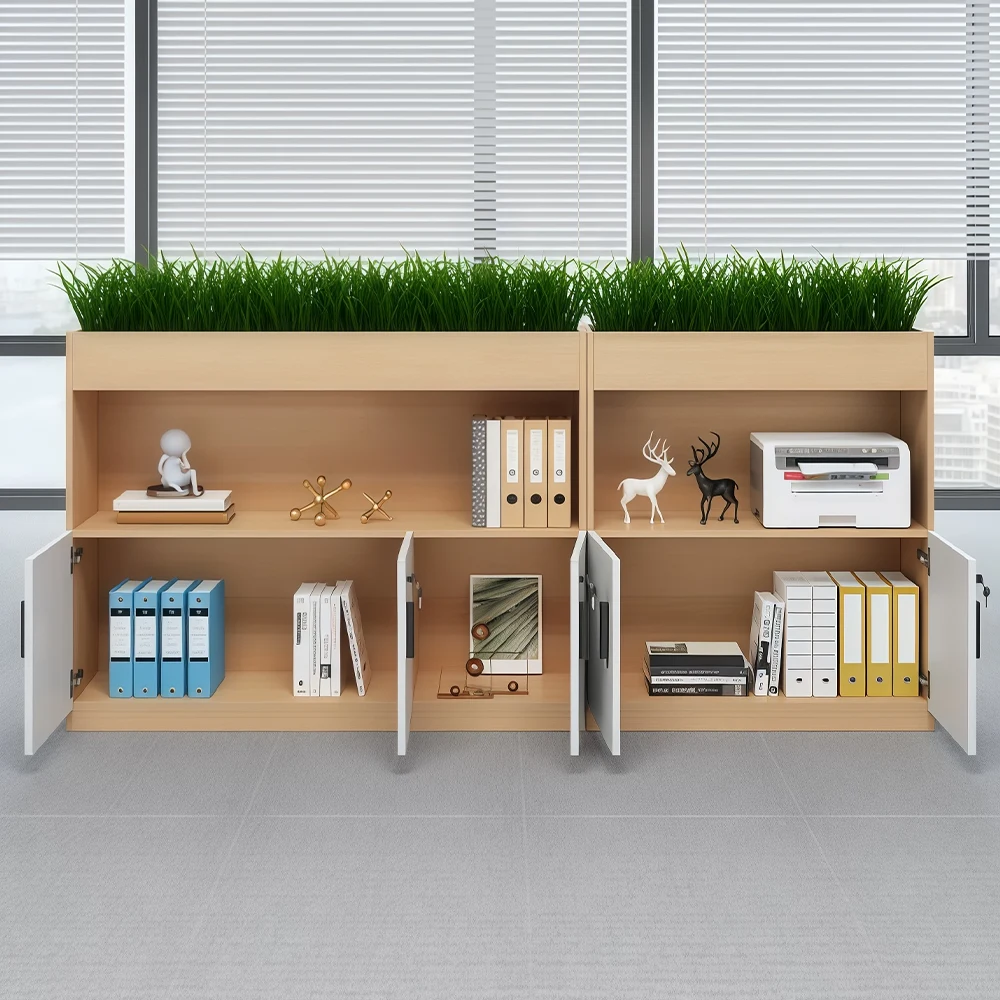 Wooden Office File Cabinet with Planter Box - image 2