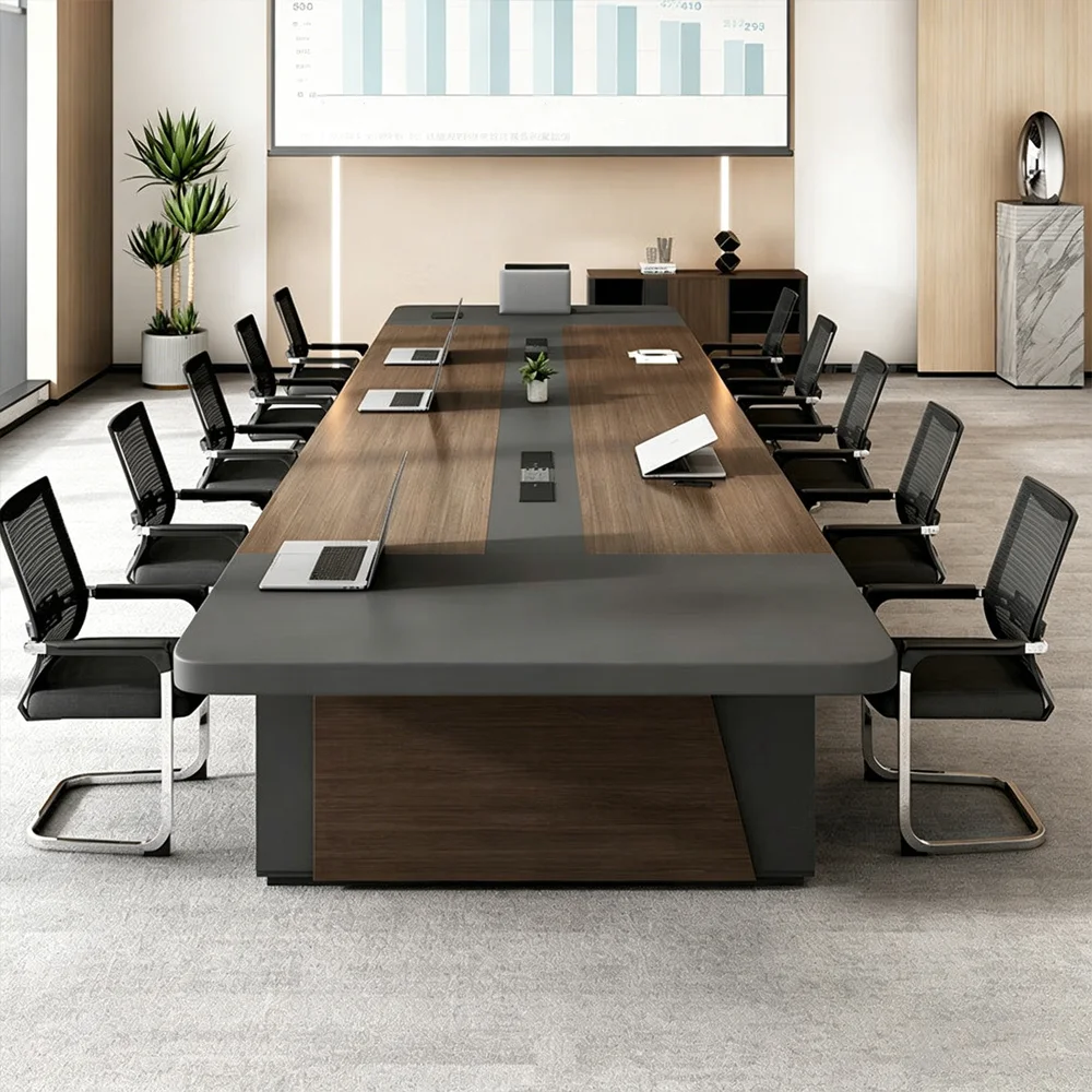 Modern Minimalist Long Conference Table Rectangular Meeting Desk for Office - image 2