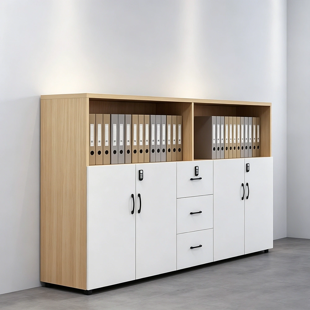Lockable Wooden Low File Cabinet Bookcase - image 2