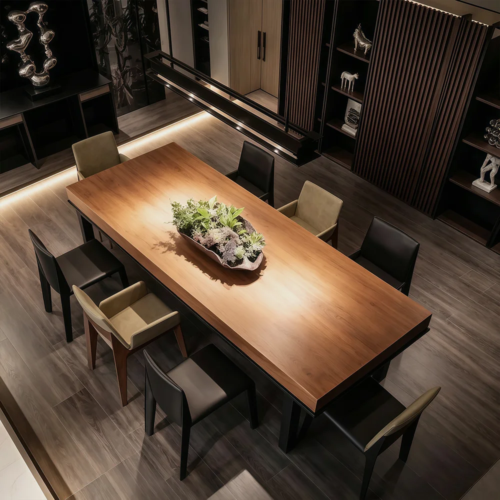 Solid Wood Rectangular Meeting Table Minimalist Design for Modern Office - image 2