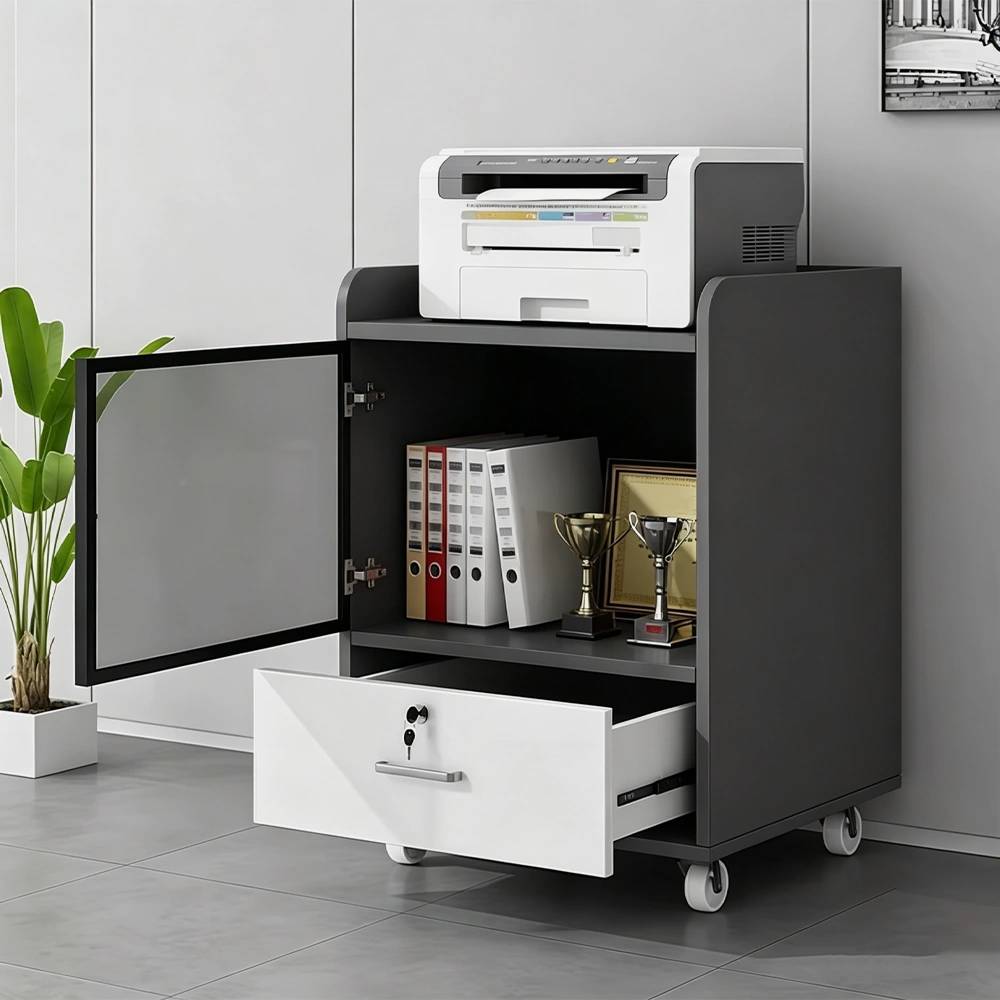 Rolling Wooden Office Cabinet for Document Storage - image 2