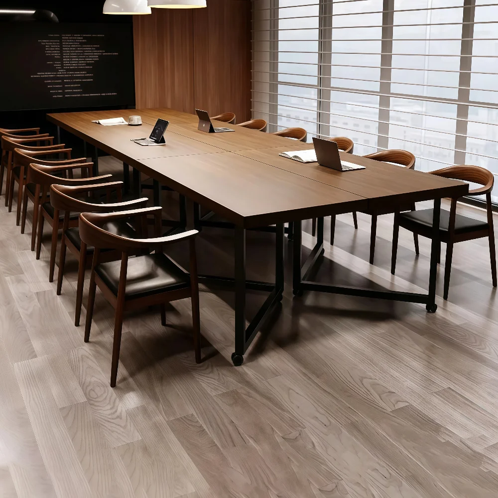 Solid Wood Movable Conference Table  Modular Splicing Meeting Desk - image 9