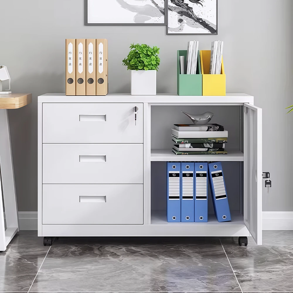 Mobile Metal Filing Cabinet with Lock Drawers - image 2