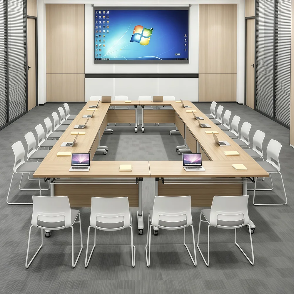 Mobile Foldable Conference Table for Meeting Rooms – Space-Saving Office Desk - image 3