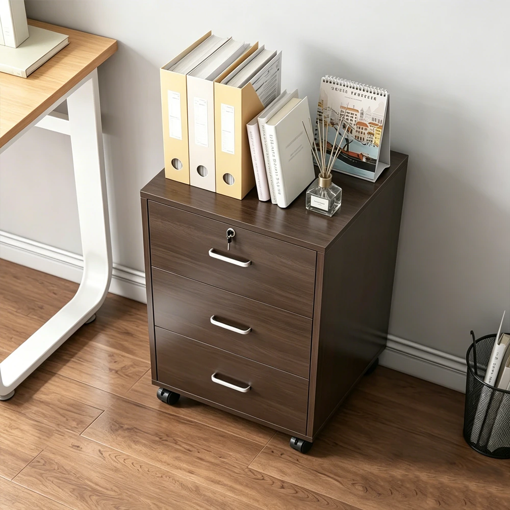 Mobile Wooden Office File Cabinet - image 2