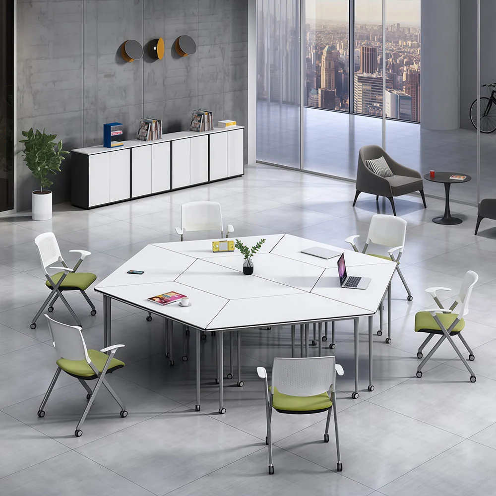Modular Movable Conference Table with Triangle & Trapezoid Splicing Design - image 3