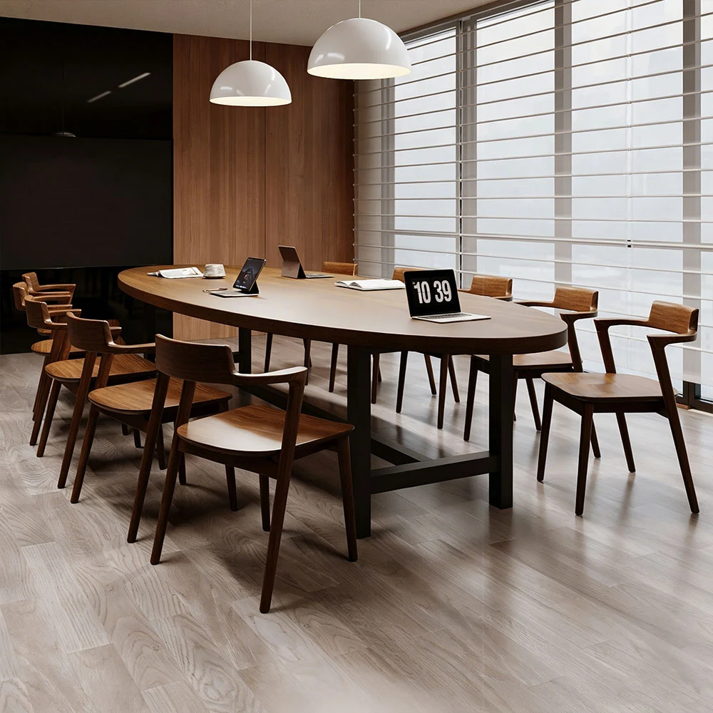 Mid Century Modern Conference Table – Premium Wood Meeting Desk for Office - image 3