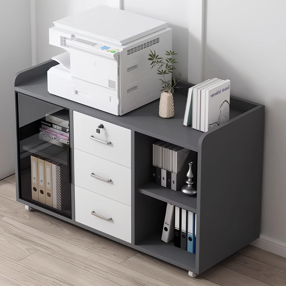 Modern Mobile Office Cabinet with Glass Front - image 3