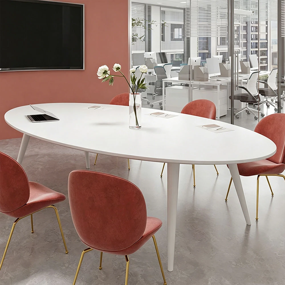 Contemporary Elliptical Real Wood Meeting Table – Optimized for Office Furniture - image 3