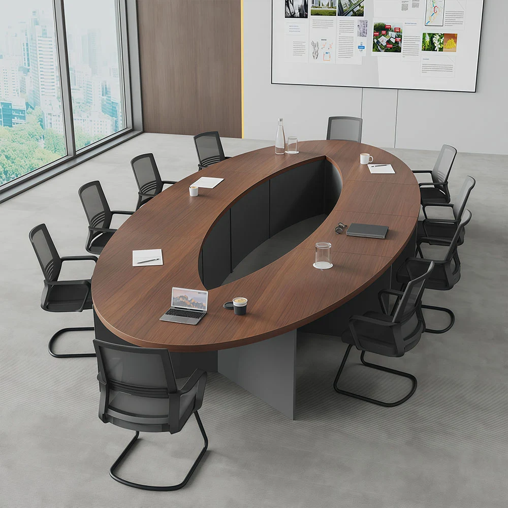 Modular Curved Extra-Thick Conference Table Free-Splice Arc Design - image 3