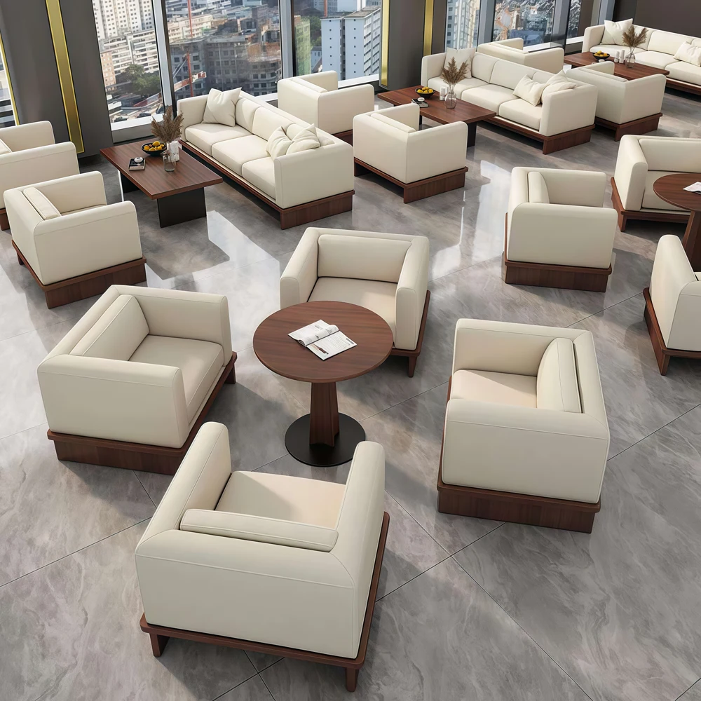 Simple Solid Wood Sofa for Business Lounge - image 2