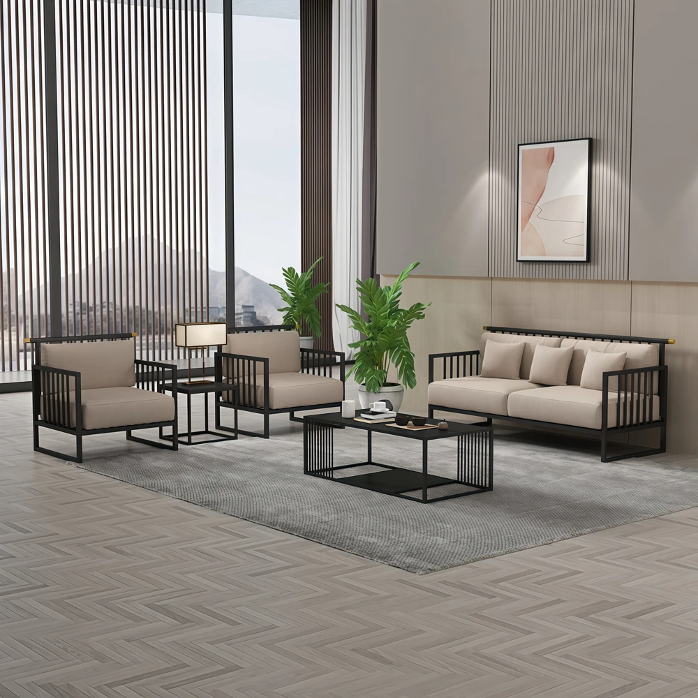 Minimalist Modern Metal-Frame Sofa - image 2