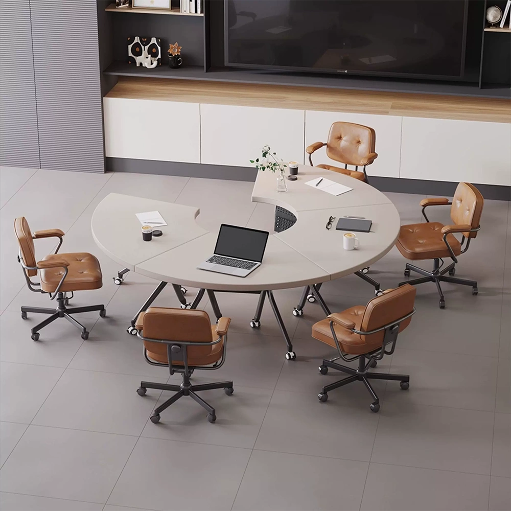 Modern White Folding Conference Table  Mobile Modular Combo  Luxury Meeting Desk - image 2