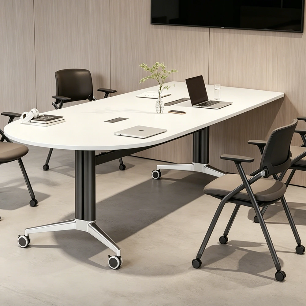 Spliceable Folding Training Table Portable Conference Desk with Wheels - image 3