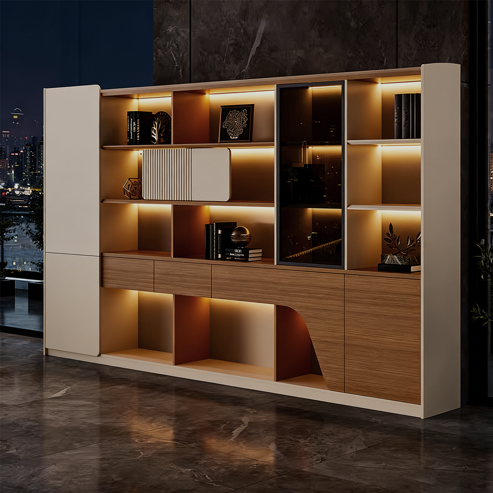 Luxury Wood Grain Filing Cabinet With Lights - image 2
