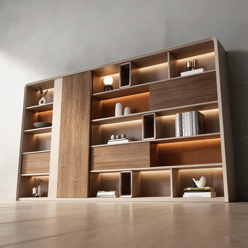 Light Luxury Wood Bookcase File Cabinet - image 2